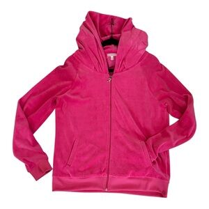 Juicy Couture Pink Velour Zip Hoodie XL Y2K Glam Barbiecore